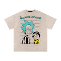 T-shirt oversize en coton délavé à la neige imprimé Rick & Morty