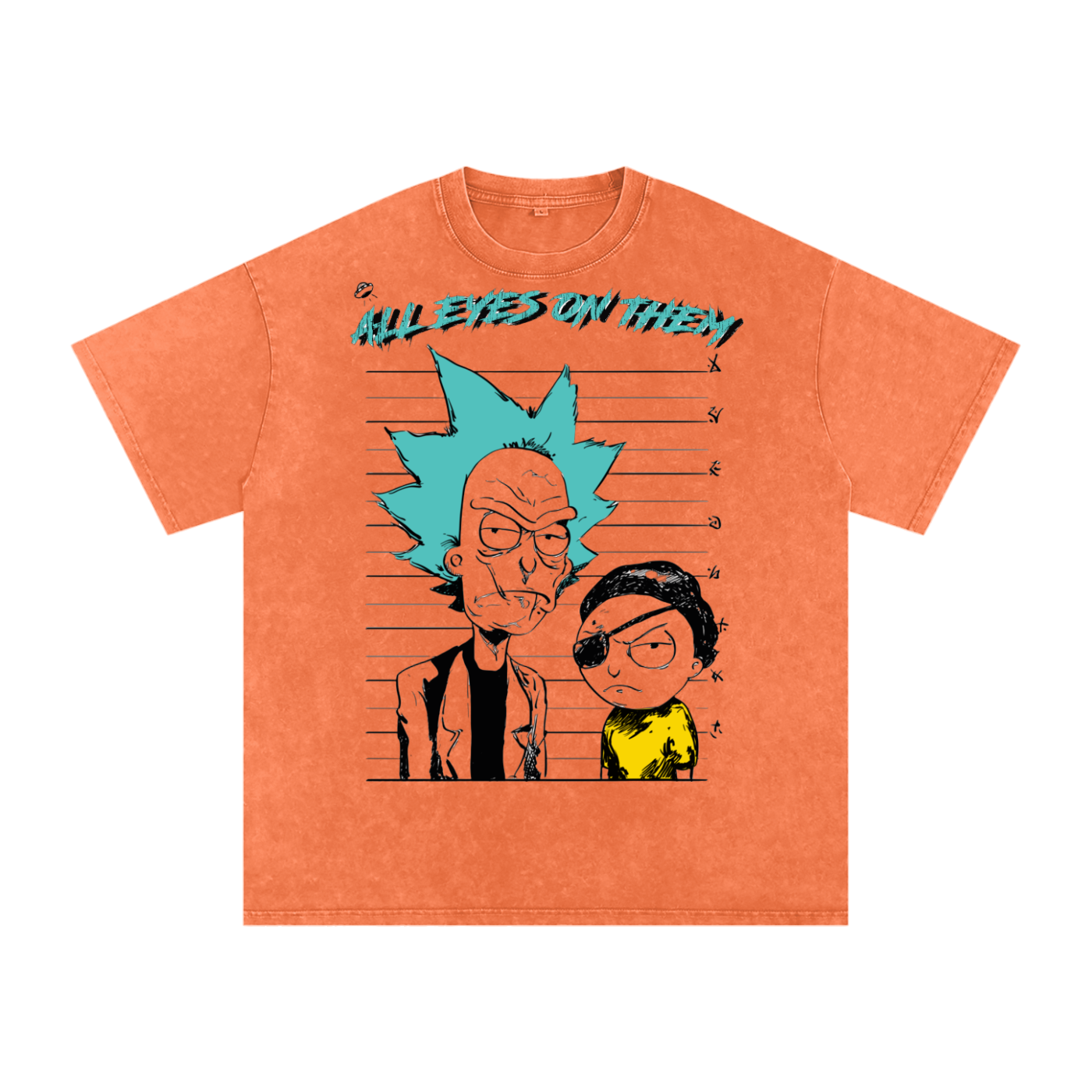 T-shirt oversize en coton délavé à la neige imprimé Rick & Morty
