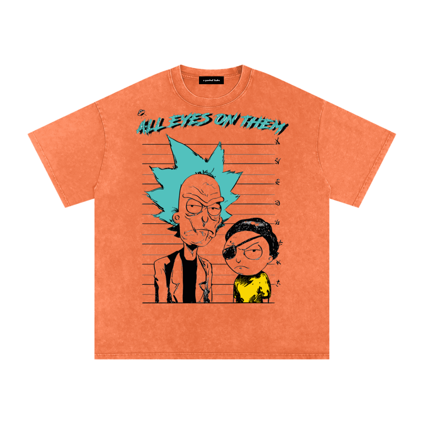 T-shirt oversize en coton délavé à la neige imprimé Rick & Morty