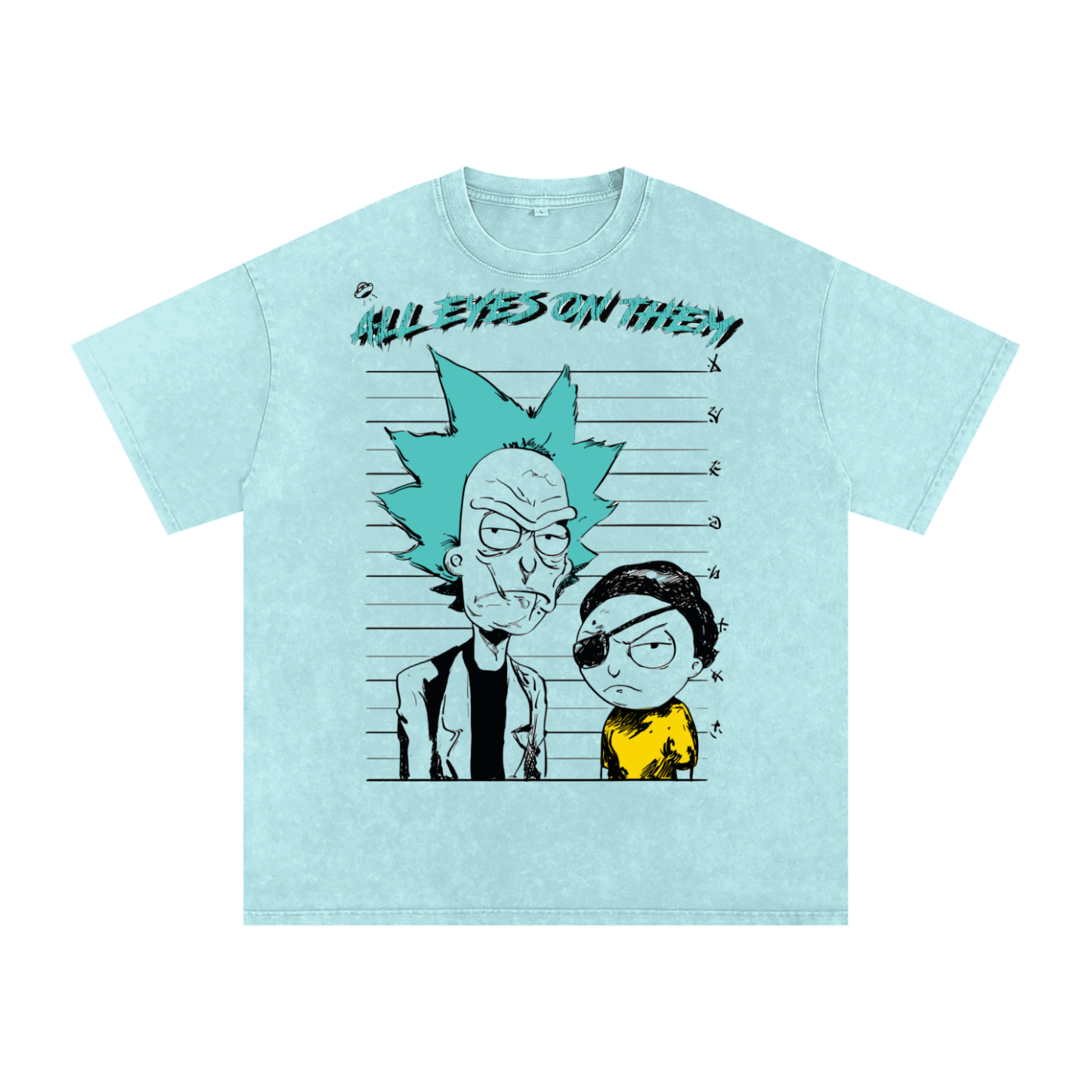 T-shirt oversize en coton délavé à la neige imprimé Rick & Morty