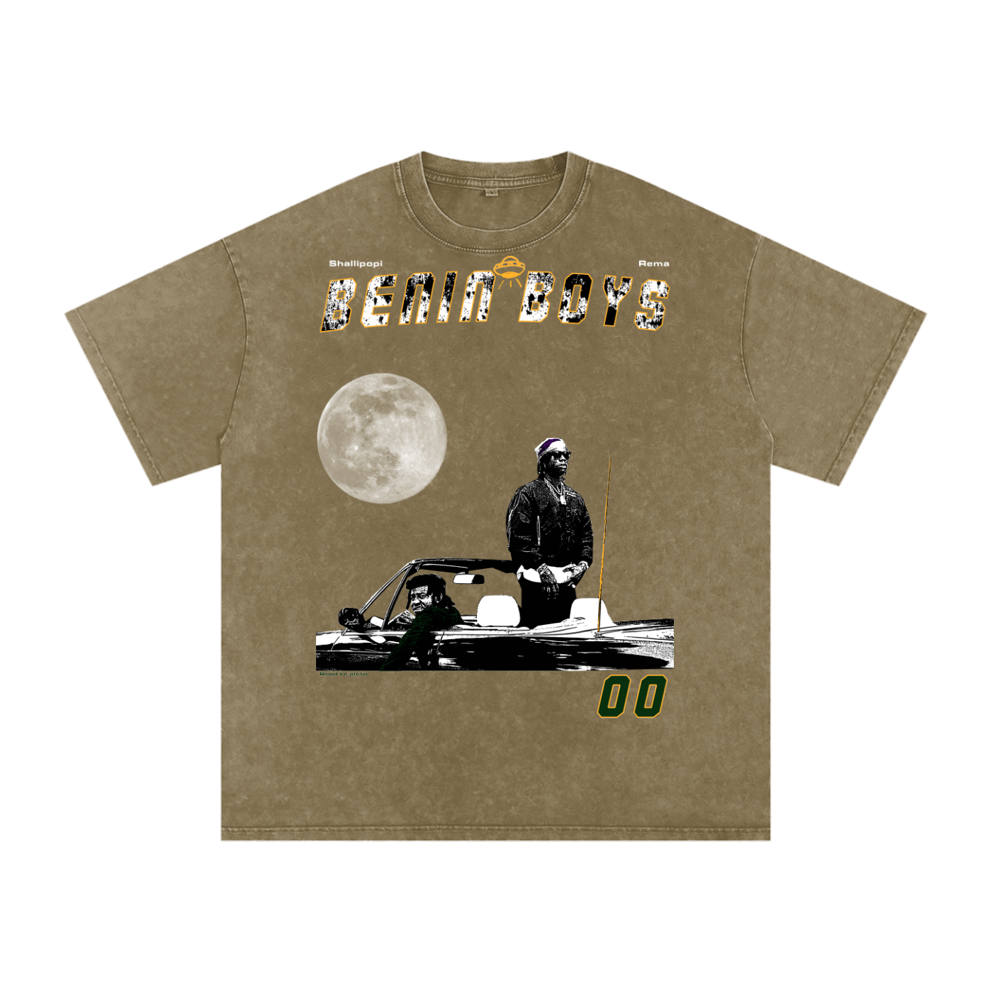 T-shirt oversize en coton délavé à la neige imprimé Benin Boys